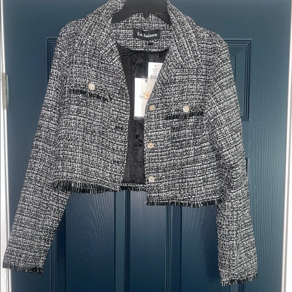 En Saison Monochrome Tweed Blazer